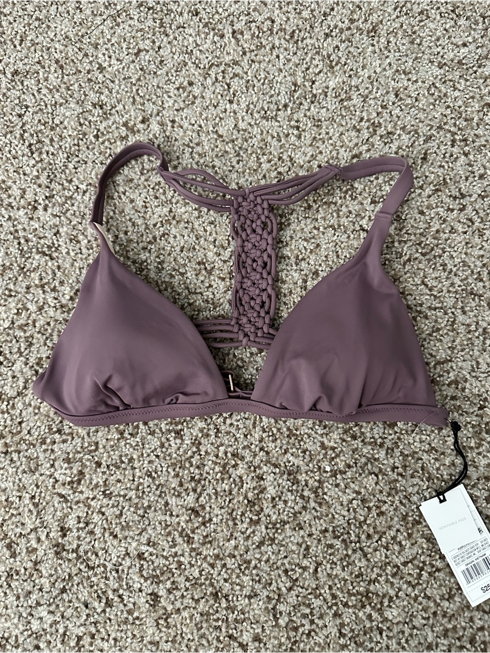 NWT! Shade & Shore Mauve Crochet Back Triangle Bikini Top